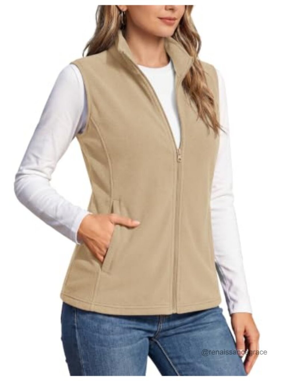 TACVASEN Women's Fleece Vest Lightweight Sleeveless Zip Up